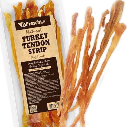 Afreschi Turkey Tendon for Dogs, All Natural Chew Treat, Sourced from USA