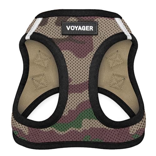 All-Weather Mesh Dog Harness, Reflective, No Pull - XXXS, Army/Black