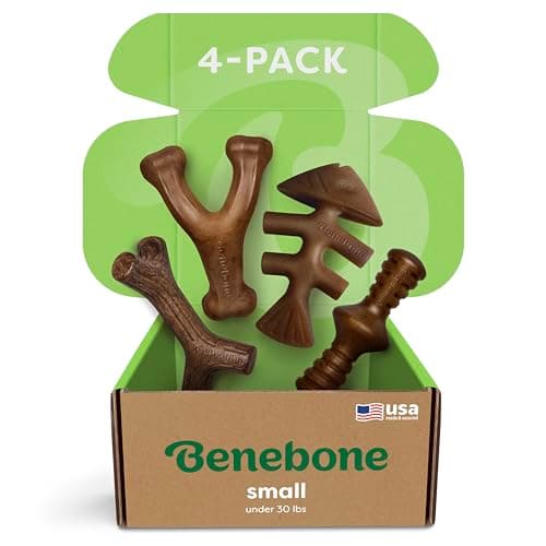 Benebone Small 4-Pack Dog Chew Toys for Aggressive Chewers - Made in the USA