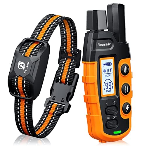 Bousnic Dog Training Collar with Remote - 3300Ft Range, 3 Modes (Beep, Vibration, Shock), Suitable for 5-120lbs Dogs, Orange