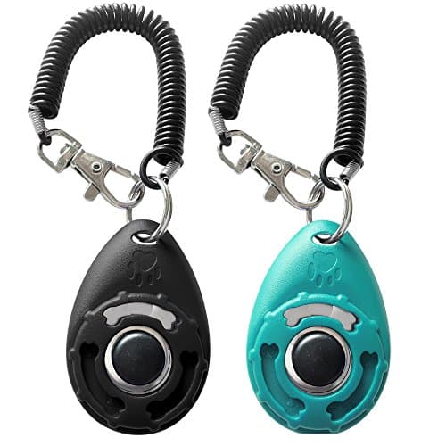 Dog Training Clicker with Wrist Strap - 2 Pack (Black + Blue)