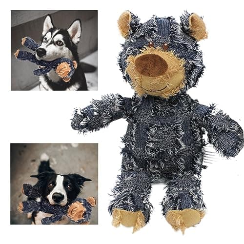 Durable Squeaky Bear Toy for Heavy Chewer Dogs (A-Navy)
