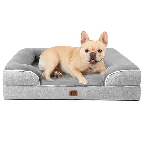 EHEYCIGA Memory Foam Orthopedic Dog Bed for Medium Dogs with Waterproof Cover, Grey