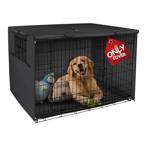 Explore Land Dog Crate Cover - 48 inches, Heavy Duty, Sunshade, Universal Fit, Black
