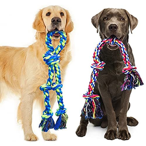 Feeko Indestructible Dog Rope Toys - 2 Pack for Large & Medium Chewers