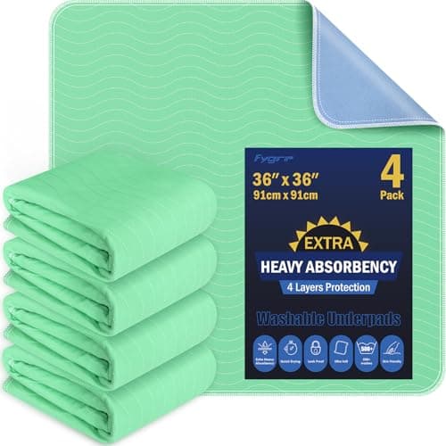Fygrip 4 Pack Extra Heavy Absorbency Reusable Underpads
