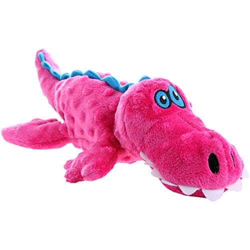 goDog Gators Pink Squeaky Plush Dog Toy with Chew Guard Technology - Large