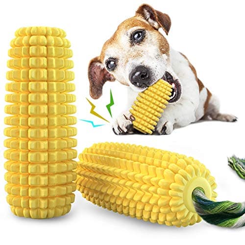 Indestructible Dog Chew Toy - Squeaky Corn Stick for Aggressive Chewers