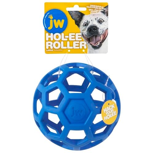 JW Pet Hol-ee Roller Dog Toy Puzzle Ball - Natural Rubber - Large (5.5 Inch Diameter)