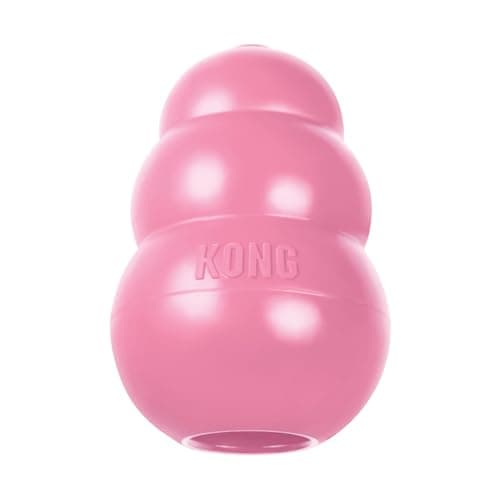 KONG Puppy Teething Chew Toy - Natural Rubber, Stuffable, Fetch Toy - Pink for Small Puppies