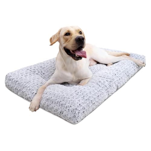 KSIIA Deluxe Plush Washable Dog Bed with Anti-Slip Mat and Luxurious Padding Support