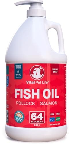 Omega 3 Fish Oil for Pets - Natural Supplement for Skin & Coat Health, Allergy & Inflammation Defense, 64 oz
