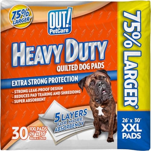 OUT! Petcare XXL Dog Training Pads, Leak-Proof, Disposable, 26"x30", 30 Count