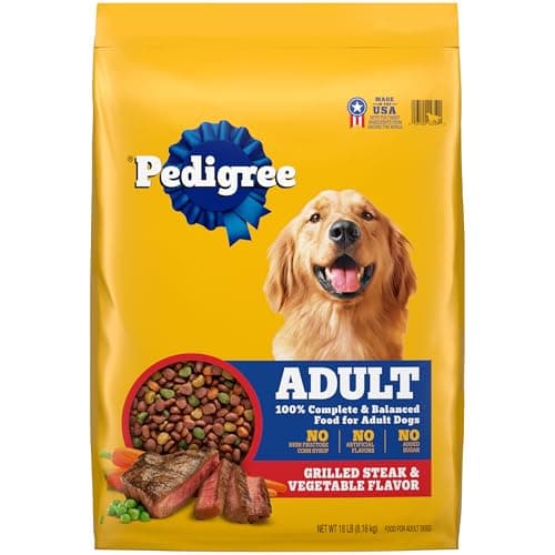 Pedigree Adult Dry Dog Food, Grilled Steak & Vegetable Flavor, 18 lb Bag