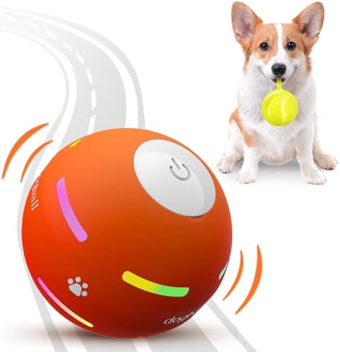 PetDroid Interactive Dog Ball - 2025 Upgraded Durable Motion Activated Toy for Dogs (USB Rechargeable, Orange)