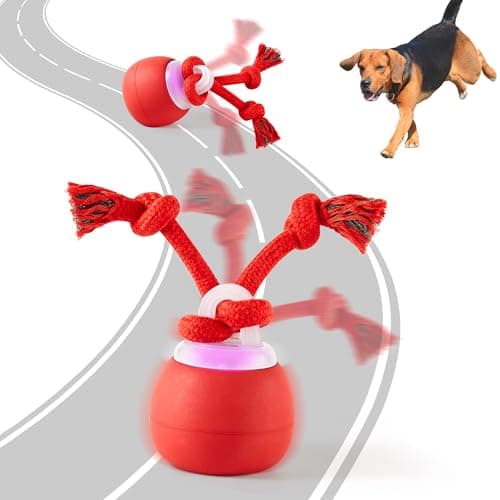 Potaroma Interactive Dog Ball Toy - Rechargeable, Touch Activated, Squeaky Moving Ball for Small & Medium Dogs - Dark Red