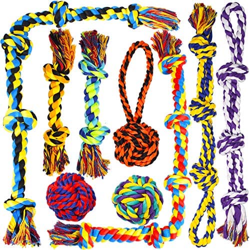 SHARLOVY Indestructible Chew Toys Set for Large Aggressive Chewers - 9 Piece Heavy Duty Cotton Rope Kit