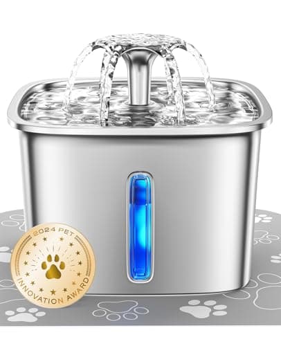 Stainless Steel Pet Water Fountain with LED Light, 95oz