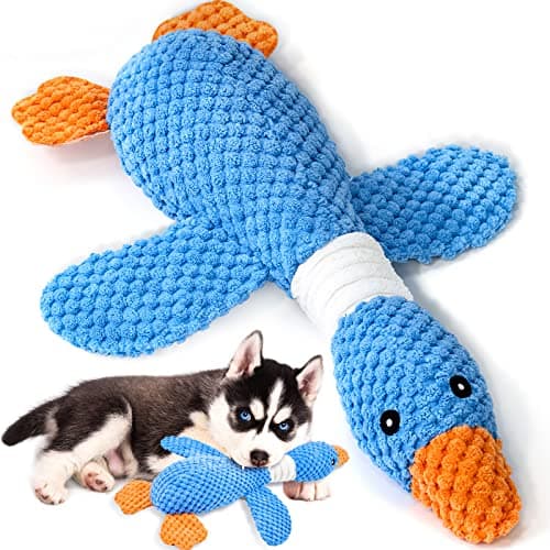 Vitscan Upgraded Goose Indestructible Dog Toy - Plush Squeaky Chew Toy for Aggressive Chewers